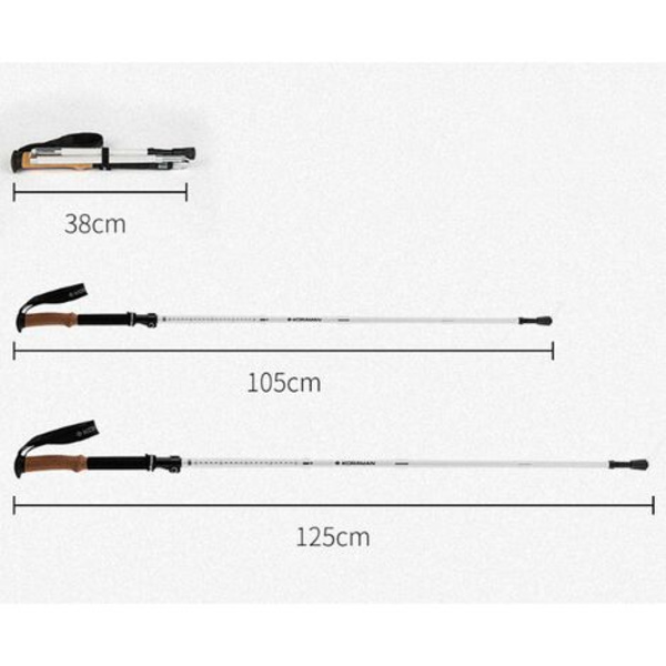 Koraman Carbon Folding Trekking Pole Cool Udendørs Carbon Fiber Lige Håndtag Vandre Artefakt Spadserestav 2 Stk Hvid