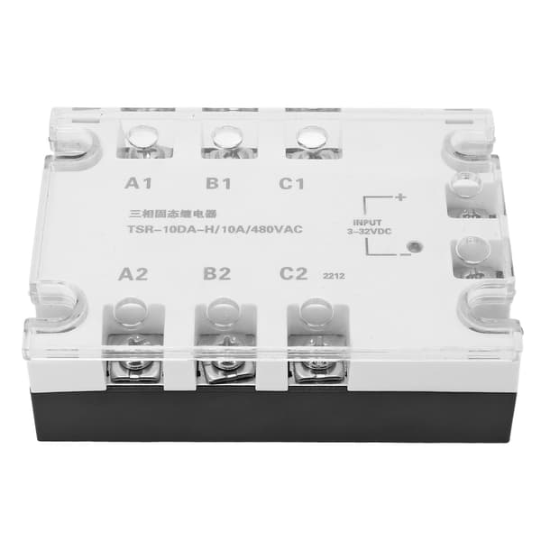 3-fase solid state-relé Hvit Støyfri Antisjokk Pålitelig DC til AC Solid State-relé 3.32VDC 24.480VAC 10A