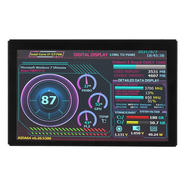 5 tommer Dator Temp Monitor IPS USB Mini Skærm PC Sensor Panel Dynamisk Display AIDA64 CPU RAM Data Monitor