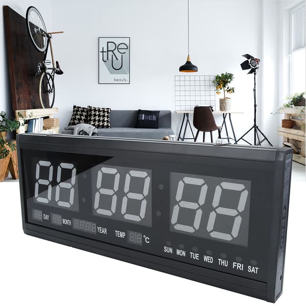 Grønt Jumbo LED Vægur Digital Timer Kalender Temperatur