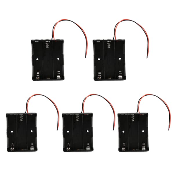 5 Slot 18650 Batteriholder Sort 3 Spor med Seriel Forbindelse til 2 Ledninger