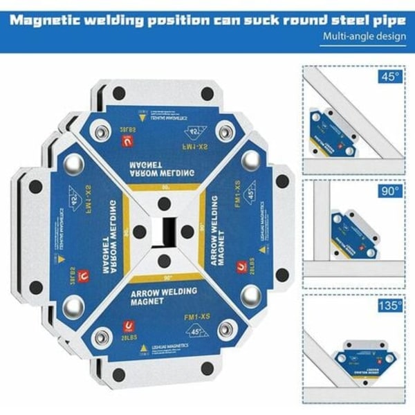 Svetsmagneter, Magnetsvets Fyrkantig - 4 Styck Fyrkantig Magnetisk Positioner för Vinkelfäste 45°,90°,135°,12,5kg Magnetsvetstillbehör Fyrkant