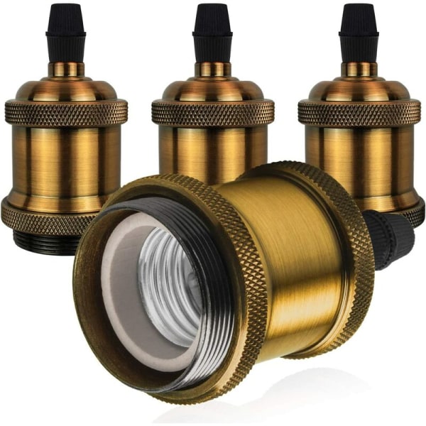 4st retro lamphållare Antik aluminium lamphållare (gyllen brons)