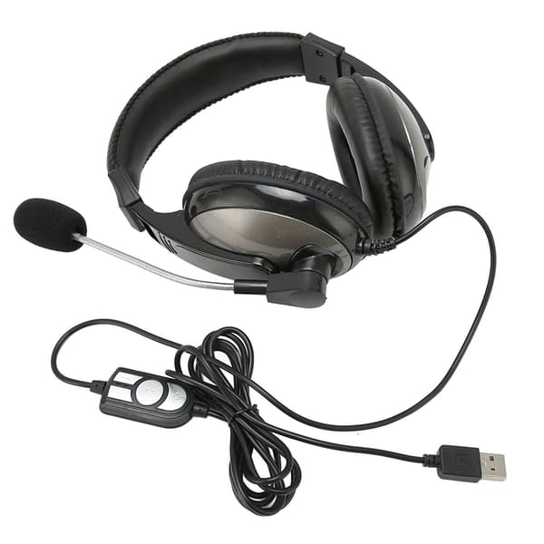 USB Gaming Headset Trådkontroll Justerbar Volym Gamingheadset med Mikrofon för PC Laptop för PS4