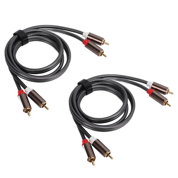 2 stk RCA-kabler, 2 til 2 AV 4-hodet effektforsterker lydkabel for subwoofere, 1 meter lang