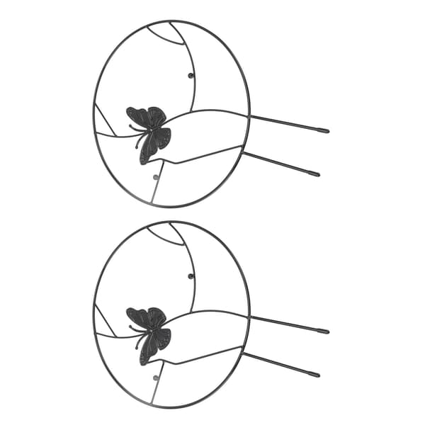 Blomma Växtstöd Järn Klätterställning för Hemträdgård Rund Ringdesign Svart 2-pack