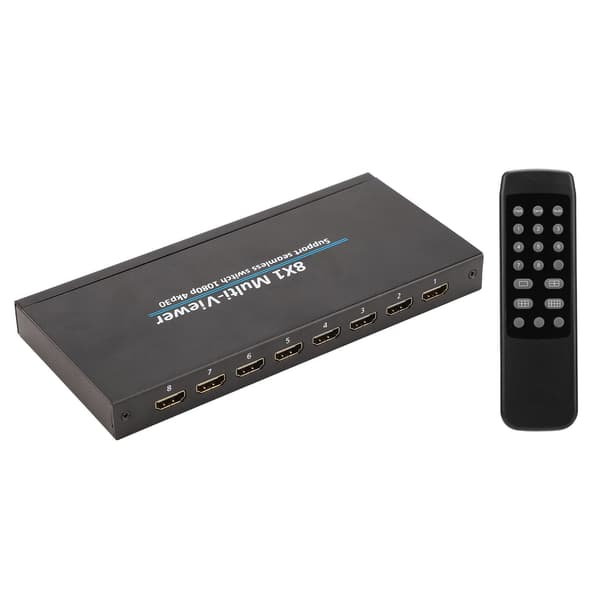 8x1 HD Multimedia Interface Skärmdelare Multi Viewer Divider för Spel Säkerhetsövervakning 110-240V EU-kontakt