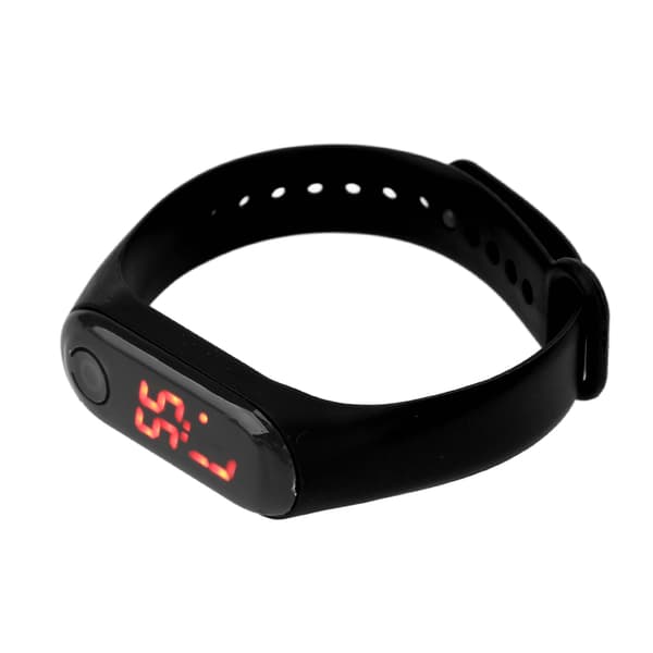 Mini Barn LED Digitalur Rød Silikone Rem Sort Studenter Sport