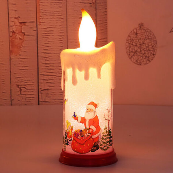 Kappaleet LED-kynttilät, jouludesign LED kelluva kynttilä Liekitön lämmin valkoinen valo, joulupukki