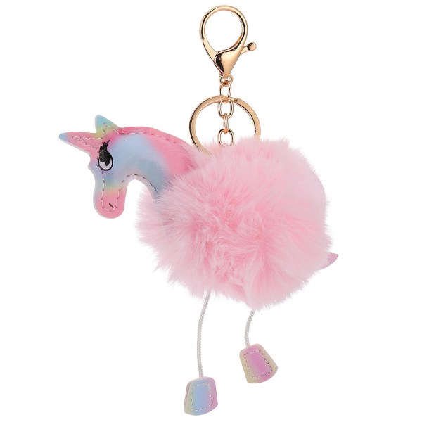 2st bedårande väska nycklar Dekorativa plysch Unicorn Hängande Hängen Nyckelringar Light pink