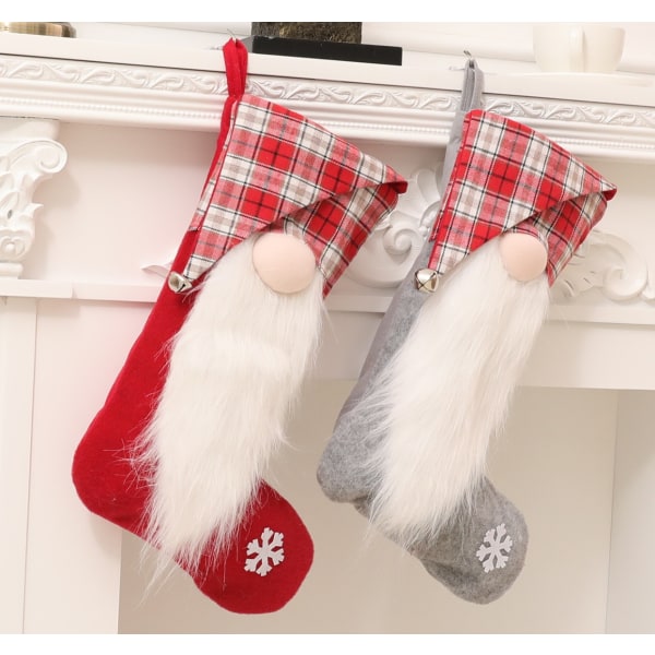 Long Beard Bias Beanie Santa Socks Candy Decoration laukku (punaiset sukat + harmaat sukat),