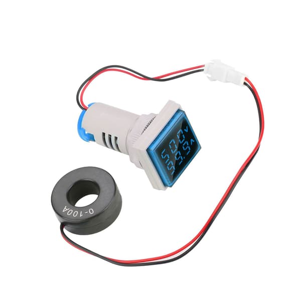 LED Digital Display AC Spenning Strømmåler Indikator 22mm 0-100A Blå
