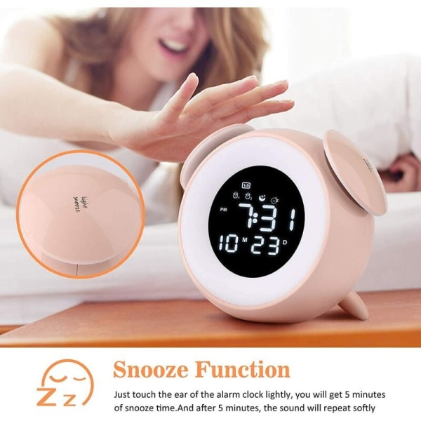 LED-vækkeur Ambient Music Light Home Alarm Clock Light Clock (Pink)，til soveværelse, stue