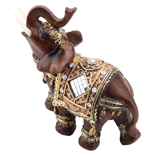 Elefantstatue i trælook - Feng Shui velstandstatuette til hjemmet