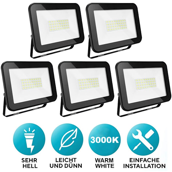 LED-valonheitin, 30W, lämmin valkoinen valo, kirkas valonheitin, sopii ulkoiluun