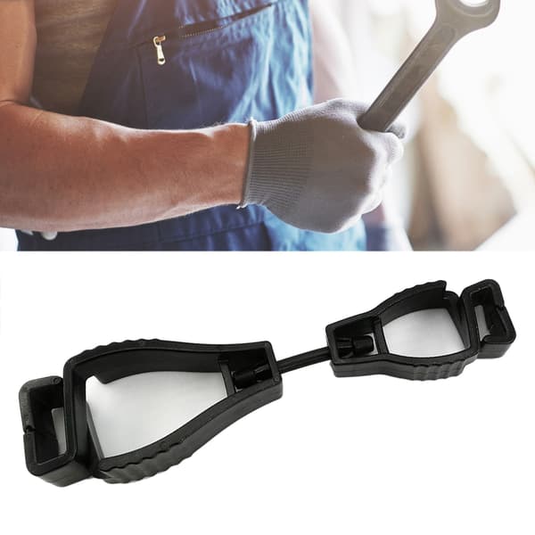 Plastik Anti-Slip Håndfri Multifunktionel Genanvendelig Handskeklips Holder Sort