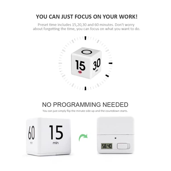 Cube Timer Køkken Forudindstillet 15 20 30 60 Minutter