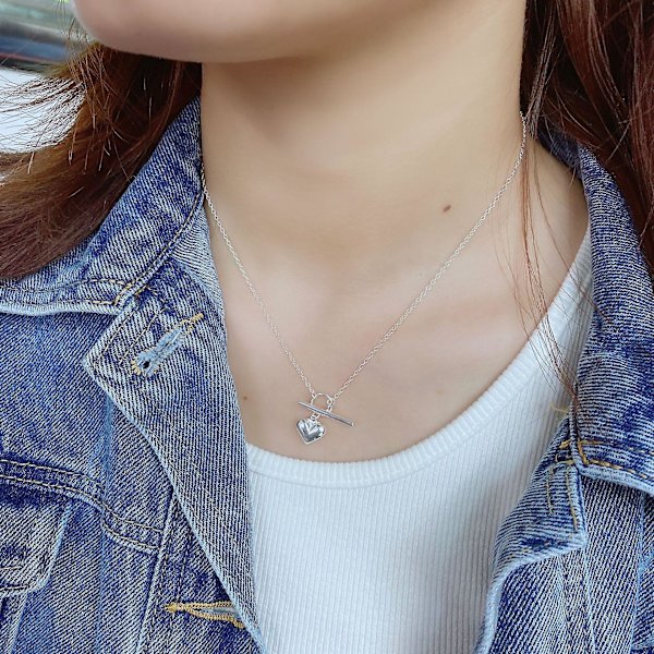 Kaulakoruheart Stud S925 hopea muotikorut Ac5370
