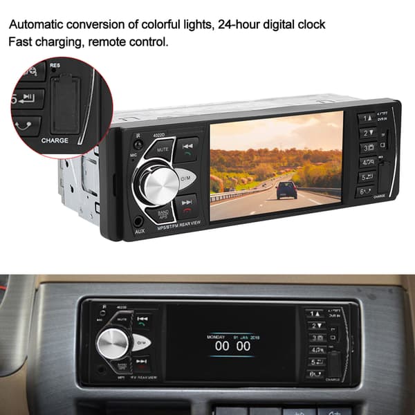 4,1 tums bilstereo MP5 handsfree-spelare med Bluetooth-mikrofon