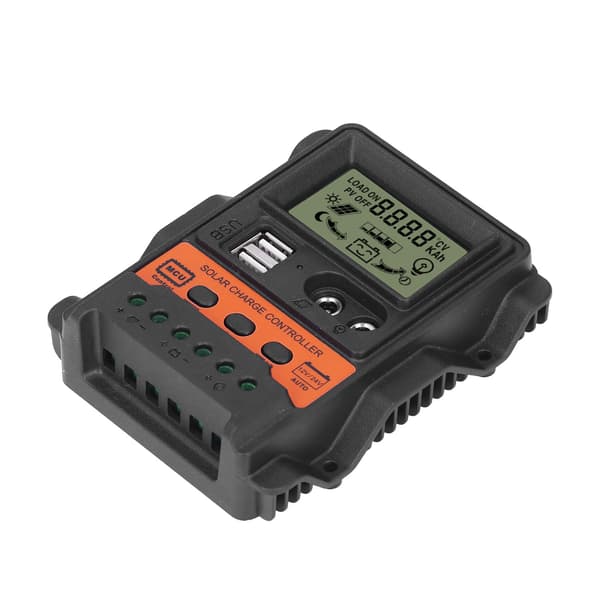 Solar Charge Controller LCD-skärm 2 USB-portar PWM Panel Laddningsregulator 12V 24V 20A 260W 520W