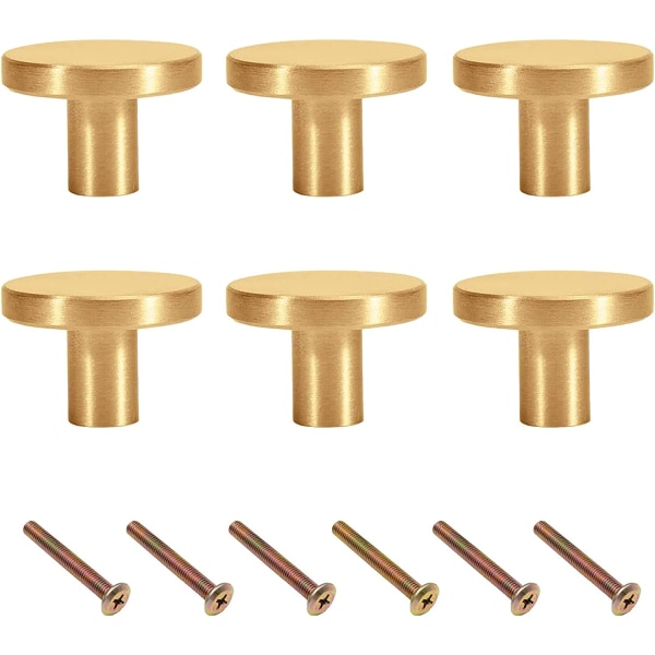 Guldhandtagsknopp 6st Guldskåpsknopp Mässing Handtagsknopp Enkelhål Guldhandtagsknopp Guldhandtag för köksskåp