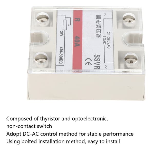 Enfaset Solid State Spændingsregulator Relæmodul Lavfrekvent SSVR-40A 24-380VAC