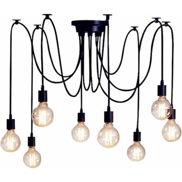 Gör-det-själv upphängda takljussats Industriell retrostilsbelysning (1,5 m lång sladd, ingen glödlampa, 8 huvuden)
