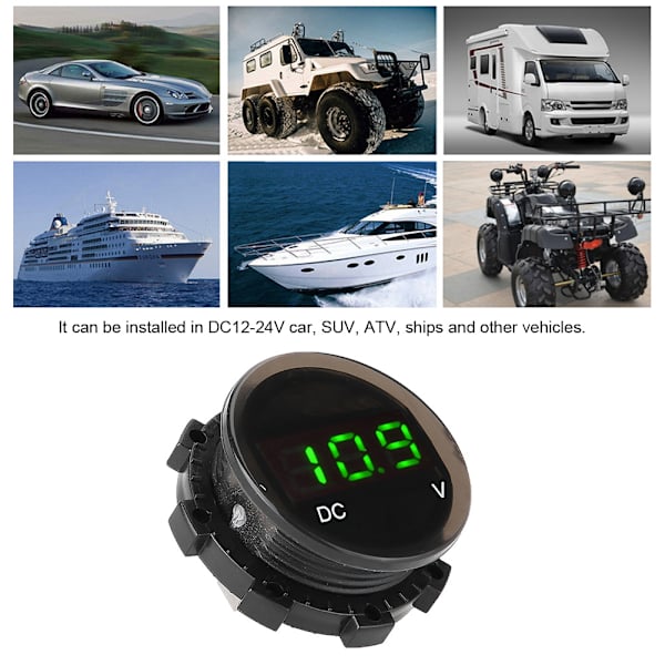 Modificeret motorcykel voltmeter LED digital display spændingsmåler panelmeter (grøn)