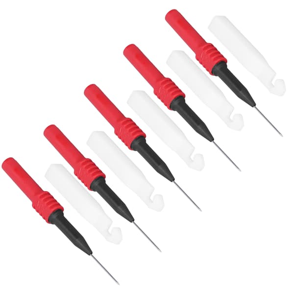 Testprobset för multimeter - 5 st piercingnålar 0,7 mm med fodral, röd