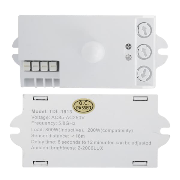Mikrobølgesensorbryter Ren Hvit PVC Kontrolltilbehør TDL1913 58 GHz AC85250V