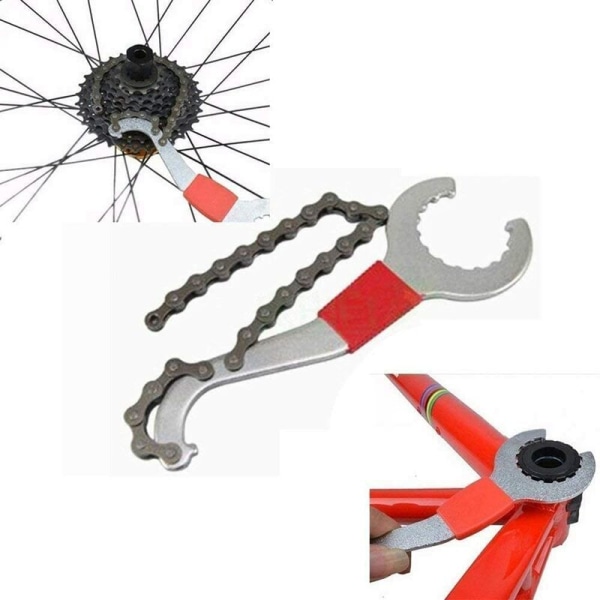 Firedelt værktøjssæt Cykelværktøj Multiværktøj til reparation af krankbeslag, fjernelse af kassette, fjernelse af kæde og krankfjernelse