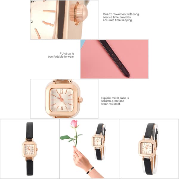 Moderigtigt dame quartz analog ur sort PU læderrem