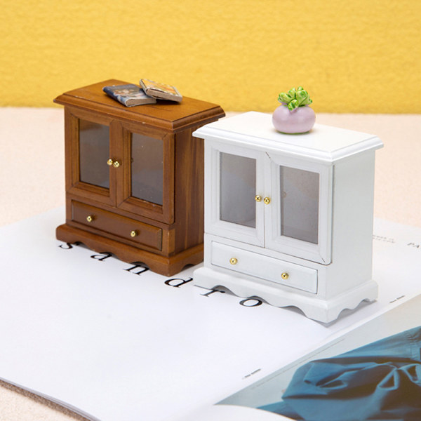 1st Mini Dollhouse Display Skåp Dockskåp Möbler Brown