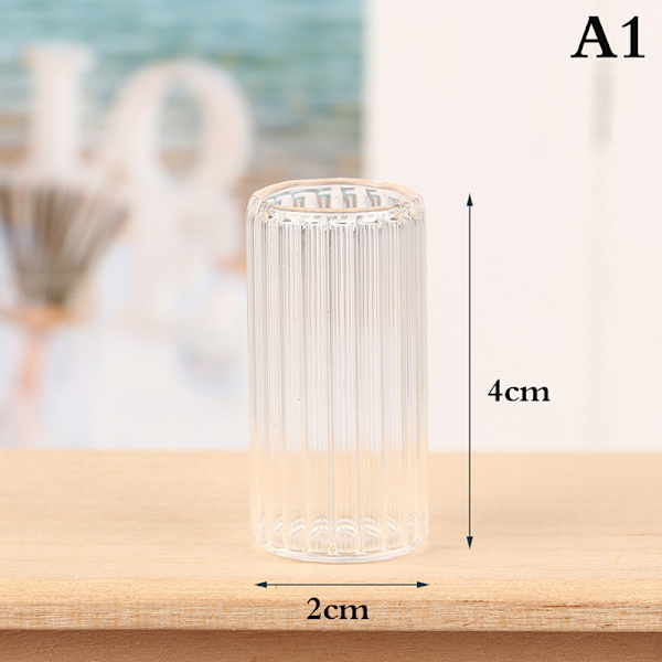 1st 1/6 eller 1/12 skala miniatyr dockhus glasvas för docka H A1