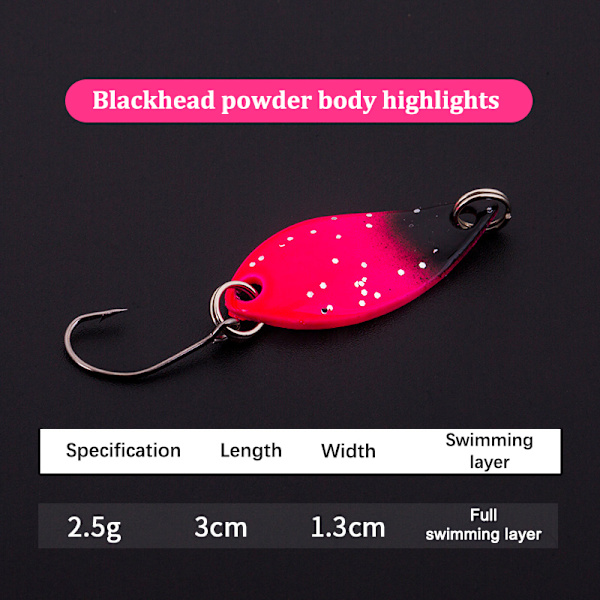 Enkelkrok Skopa-formad Roterande Spinner Paljetter Fiske Abborre pink 2.5g