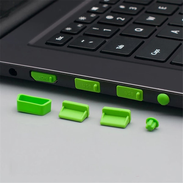 16st/ set Laptop dammplugg Set USB Port VGA gummiskydd Red