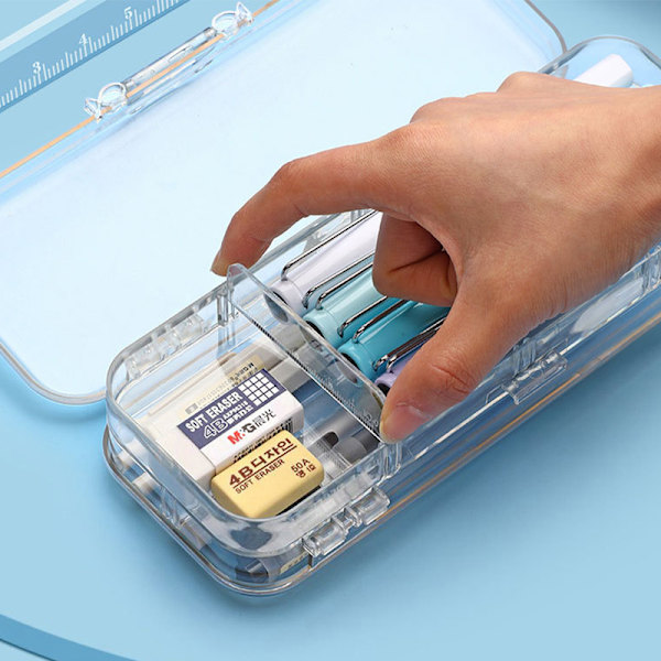 Kawaii Transparent Case Dubbellager Multifunktion Barn B