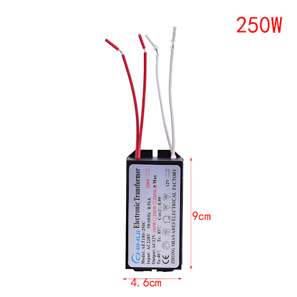 Elektronisk transformator 160W/180W/200W/250W AC 220V till 12V halog 250W