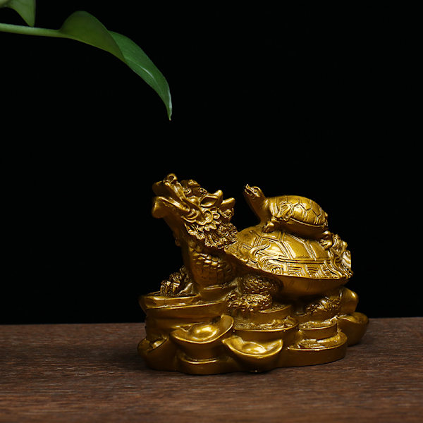 1 St guld Feng Shui Draksköldpadda Staty Staty Mynt