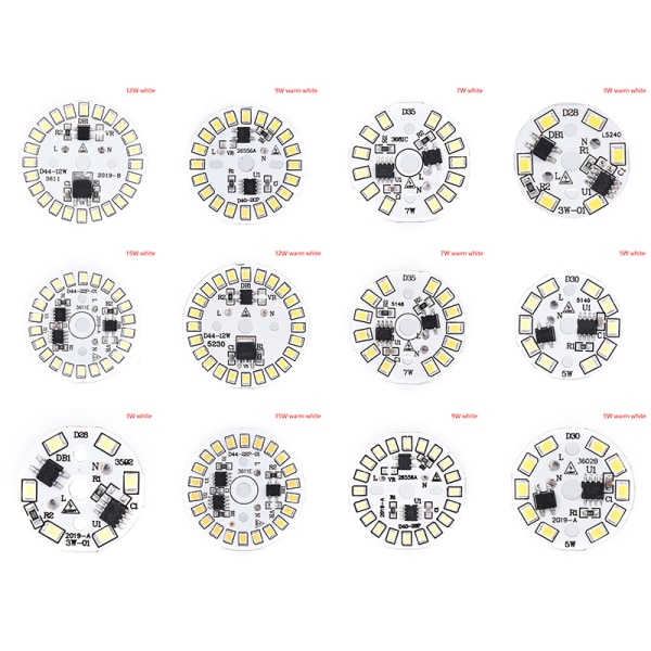 LED-lampa Patch Lamp SMD Plate Circular Module Light Source Plat 12w warm white