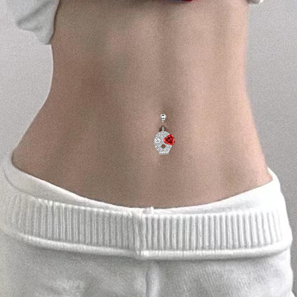 Fashion Punk Style Rostfritt stål Belly Button Rings Zircon Cr 6