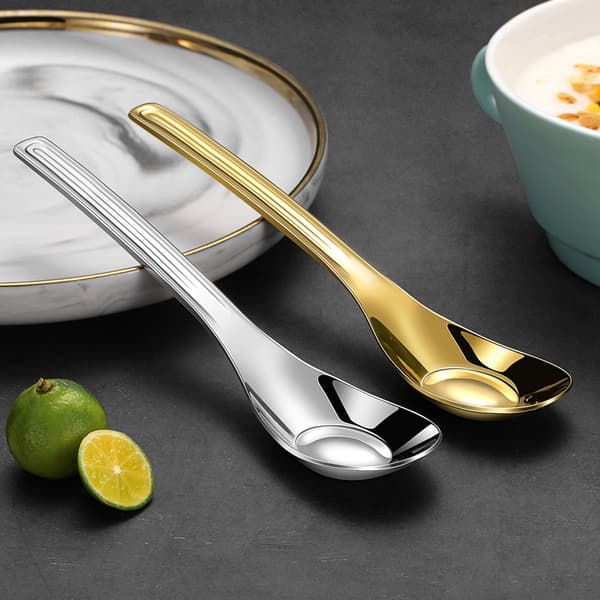 Rostfritt stål sked Nät Röd Golden Dinner Long Handle Omrörning Silver