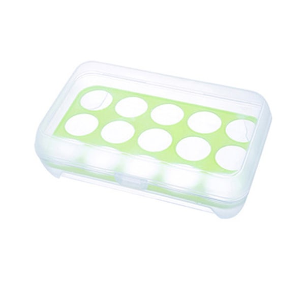 15 Grid Plast Förvaringsbox Ägghållare Äggkartonger för kyl Green
