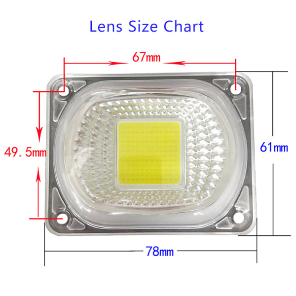 1Set LED COB Chip Matrix med linsreflektor för 50W spotlight