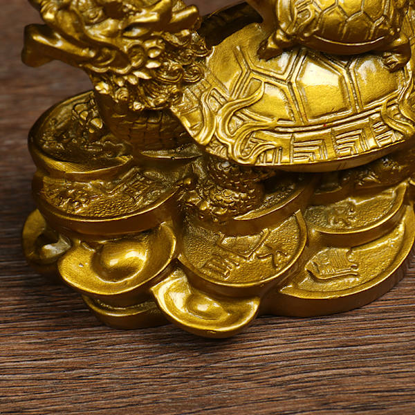 1 St guld Feng Shui Draksköldpadda Staty Staty Mynt