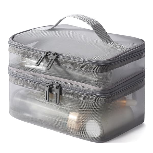 Black Mesh Makeup Case Organizer Förvaring Organizer Förvaring Wome Gray Two layers