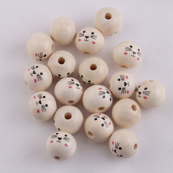 10 ST Printed färg Leende ansikte Doll Head Pärlor DIY Jewel A2