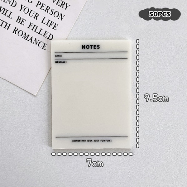 50 ark Transparent Grid Sticky Notes Vattentät självhäftande 1