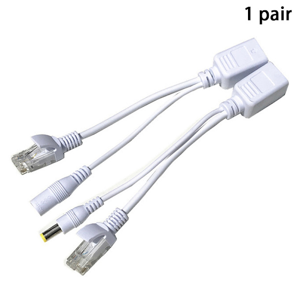 1Par POE-kabel Passiv Power Over Ethernet-adapterkabel POE S White