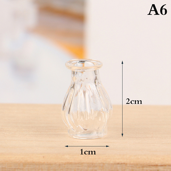 1st 1/6 eller 1/12 skala miniatyr dockhus glasvas för docka H A6